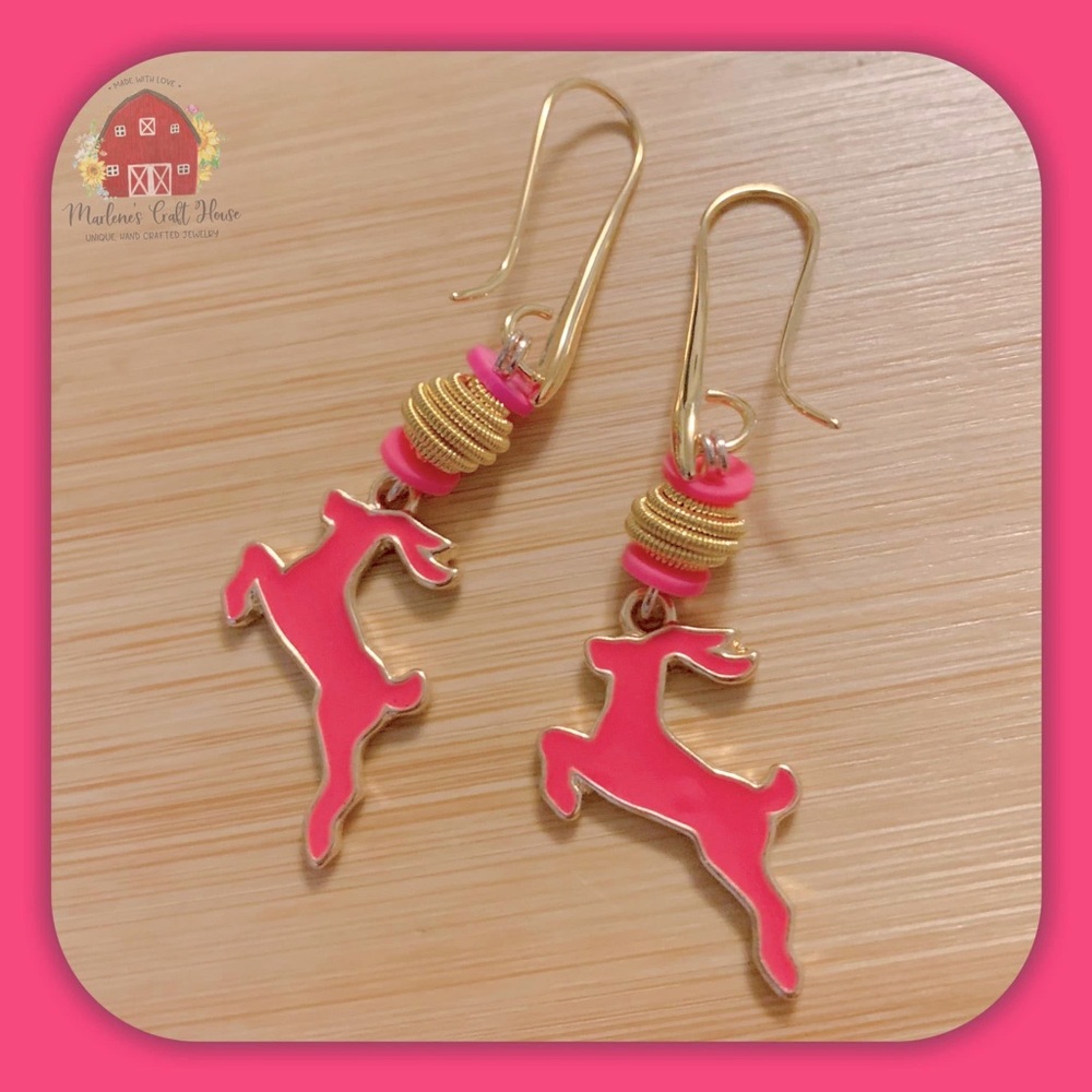 Handmade. Dashing Reindeers Earrings.